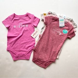 Carter’s And Cat & Jack NWT Pink floral body suit 3-6 M bundle short sleeve